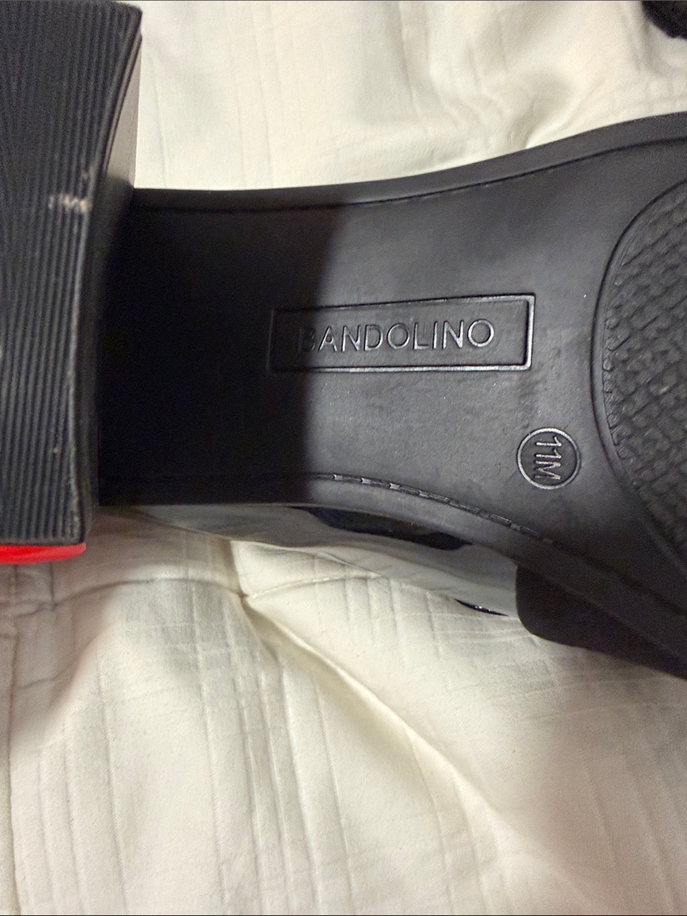 Bandolino Black Patent Block Heel Loafers with Fabric Bow worn once size 11 - Picture 3 of 5